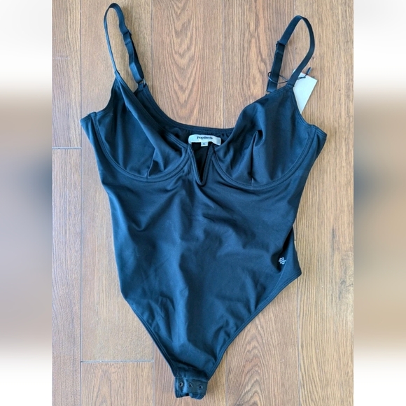 Popilush Deep V Neck Thong Shapewear Bodysuit Black XL NWT - Picture 4 of 13